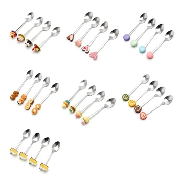 

Cute Kids Resin Dessert Cake Ice Cream Stainless Steel Spoons Coffee Teaspoon-dls