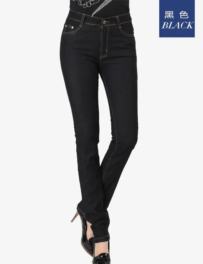 Весна и осень джинсы для людей среднего возраста Высокая талия эластичные узкие брюки большие размеры женская одежда 79088