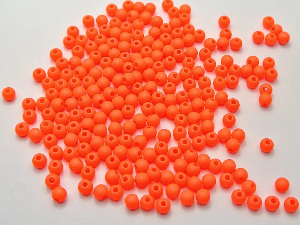 

1000 Matte Neon Orange Color Acrylic Round Seed Beads 4mm(0.16") Spacer