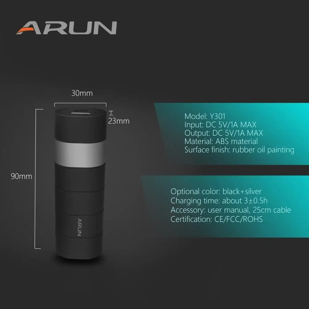 ARUN 2500 мА/ч Мощность банк Портативный внешний Батарея Зарядное устройство 1 Порты