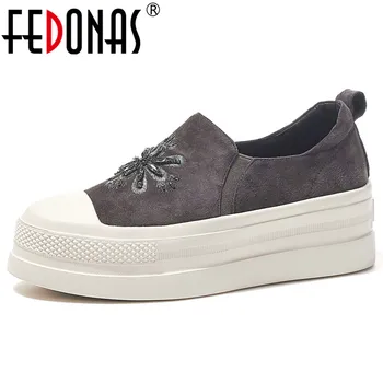 

FEDONAS 2020 Spring Women Flats Comfortable Sports Casual Party Shoes Woman Quality Kid Suede Shallow Slip On Women Sneakers