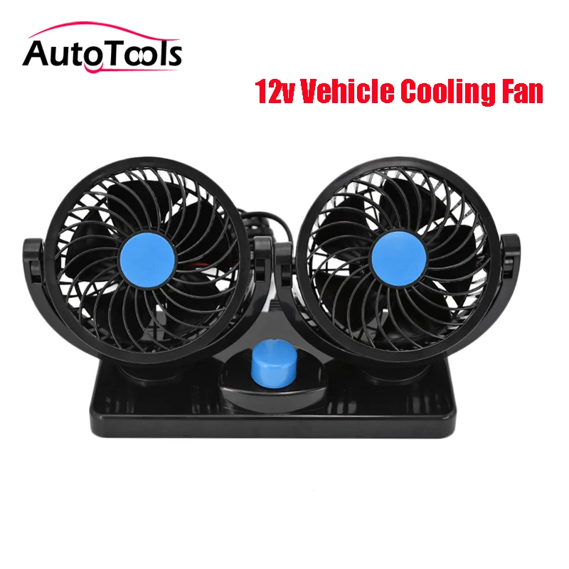 Portable Mini 12V Double head Car air Cooling Fan 360 degree Rotatable