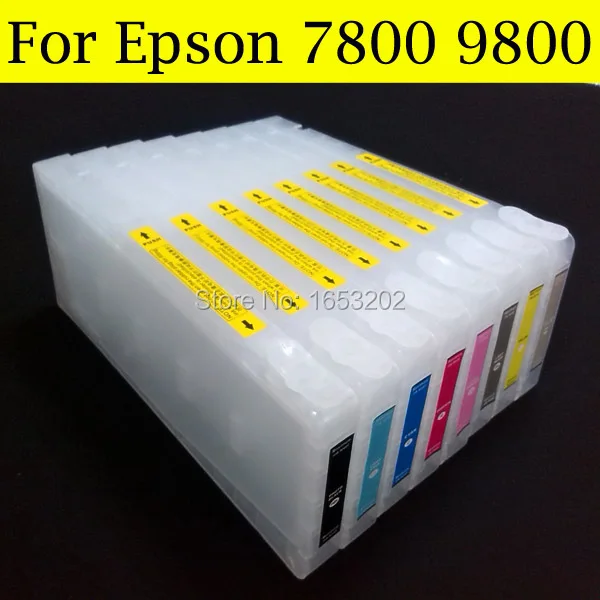 8 Pieces/Lot High Quality Empty Ink Cartridge For Epson 7800 9800 Printer With Resettable Chip