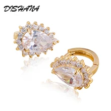 Кристалл золотого цвета для женщин серьги-кольца элегантные свадебные массивные австрийские стразы(E0064