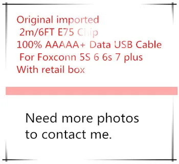 

100pcs/lot Original imported 2m/6FT E75 Chip OD 3.0mm 100% AAAAA+ Data USB Cable For Foxconn 5S 6 6s 7 plus With retail box