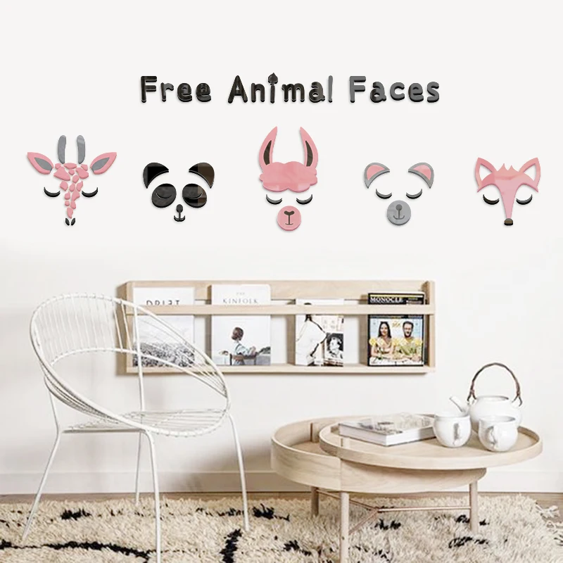 

Animal facial makeup 3D acrylic wall cartoon children's room decorative wall and child's kindergarten wall decorations