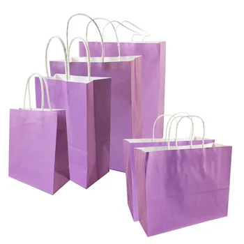 

10 Pcs/lot Purple Paper Bags Gift Bags With Handles 6 Size for Gifts Shops Recyclable Bags Environmental Protection Bag