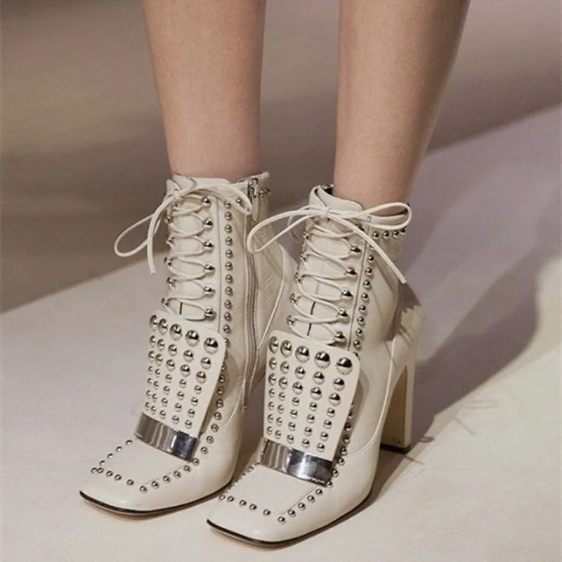 square toe chunky heel boots