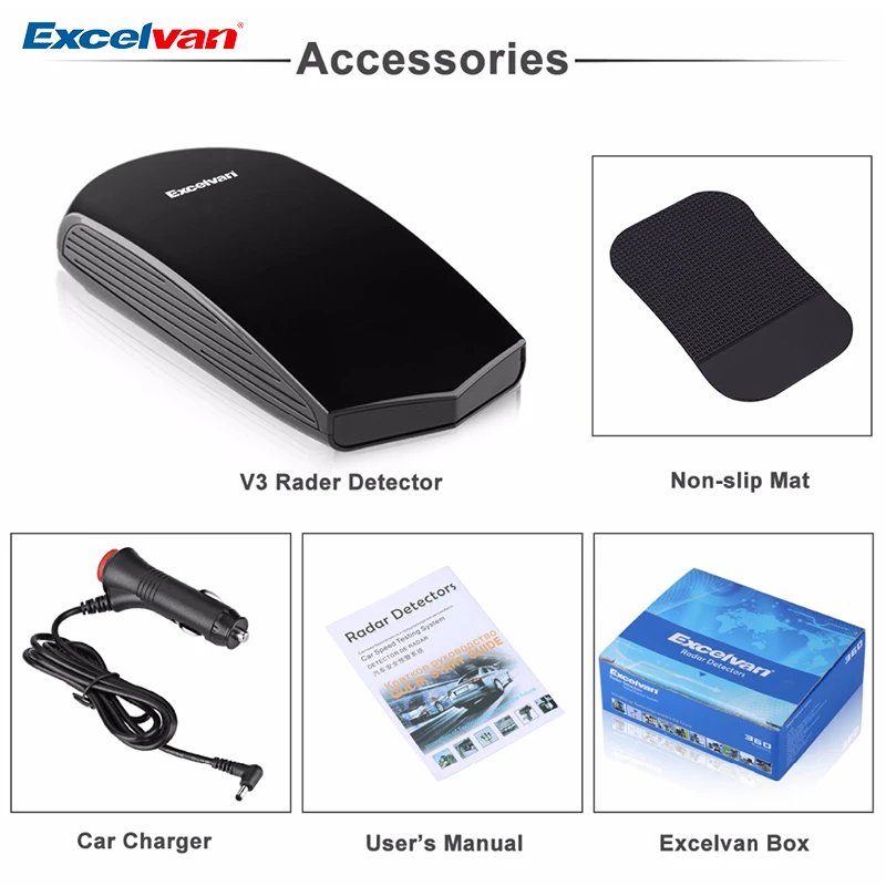 Антирадар Excelvan V3 16 полос светодиодный дисплей 360 градусов устройства обнаружения