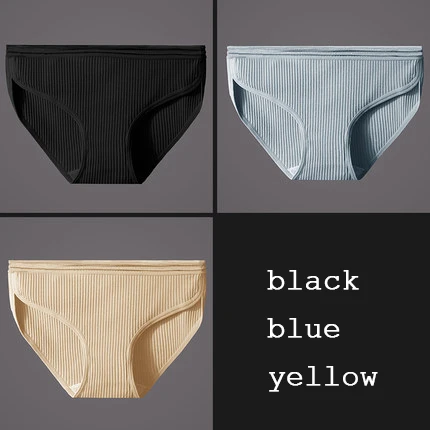 Сексуальные хлопковые трусики со средней посадкой, прозрачные, без следов, большие размеры, удобные, дышащие, нижнее белье, 3 шт./лот, DULASI - Цвет: black blue yellow