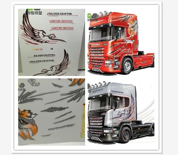 Half Scania RED RC Truck Truck 1:14 Tamiya Decals Stickers Sheets