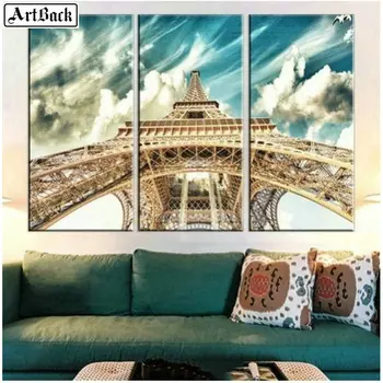

Triptych 5d diy diamond painting map icon full square drill Paris Tower diamond embroidery living room decoration crafts