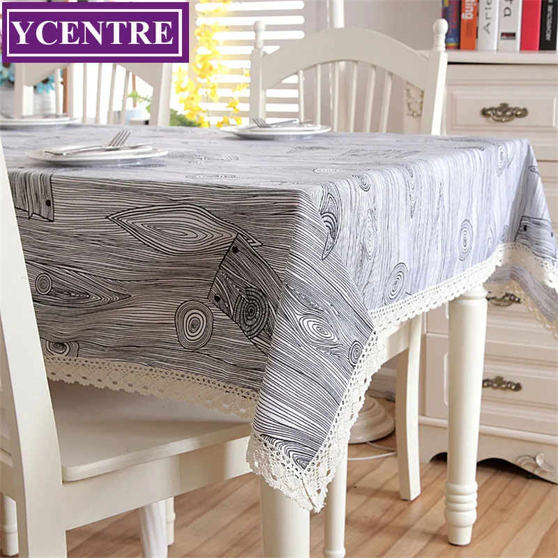 

YCENTRE Home Decor Pastoral Style Tree Texture Printed Table Cloth Cover Cotton Linen Fabric Tablecloth For Kitchen Dining Room