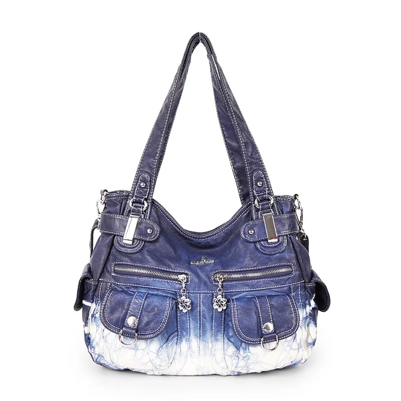 Новая брендовая прочная женская сумка через плечо с Хобо, Женская Повседневная Большая сумка высокого качества, женские Сумки из искусственной кожи - Цвет: Синий