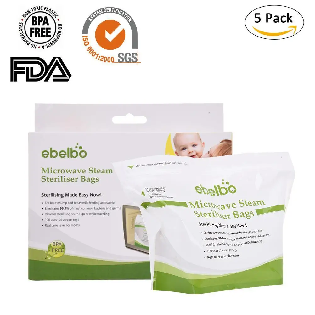 

5Pcs Quick Clean Microwave Steam Disinfection Steam Bag Baby Nursing Bottle Nipple Pacifier Polyethylene Sterilization Bag