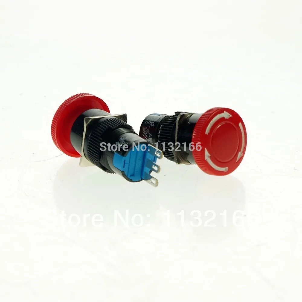 

16mm Mounting 1NO 1NC SPST Mushroom Emergency Stop Push Button Switch