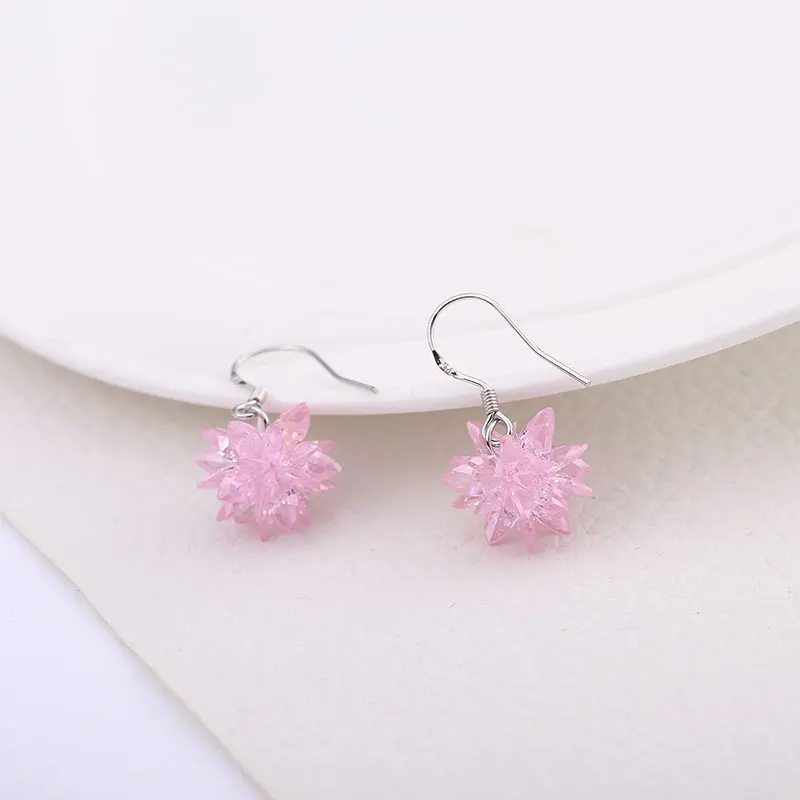 Fashion earring with Stone белый хрустальный лед цветок женский стерлингового серебра 925 пробы дамы 'падение серьги ювелирные изделия Pendientes бижутерия