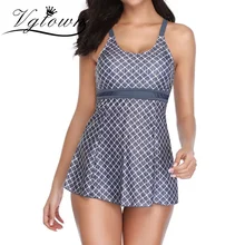 Купальник из двух частей размера плюс 5XL танкини женские купальные костюмы, купальники, пляжная одежда, сексуальный комплект бикини в клетку, Новое поступление