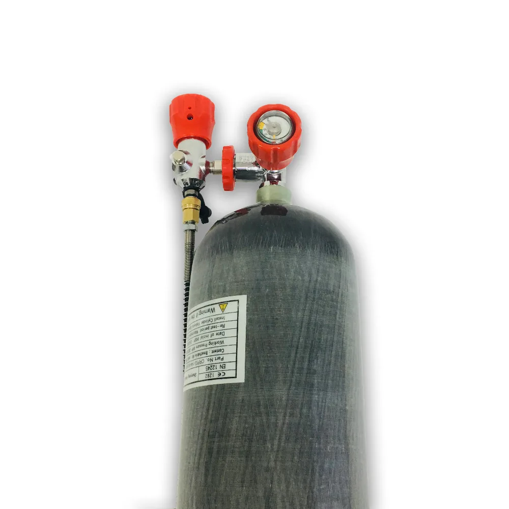 AC168101 CE утвержден 6.8L 4500psi углеродного волокна SCBA/пейнтбол цилиндр воздуха для PCP охотничье ружье + красный Калибр клапан + АЗС