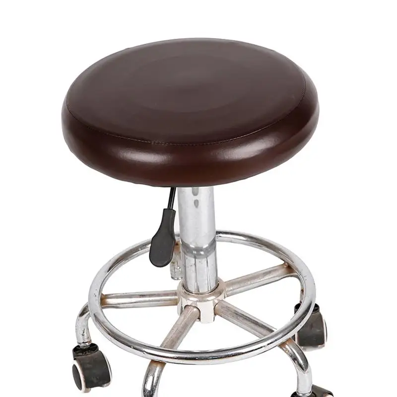 Эластичный круглый чехол для стула из искусственной кожи, водонепроницаемый насос, защита для стула, барный салон красоты, маленькая круглая подушка для сиденья, рукав - Цвет: Brown