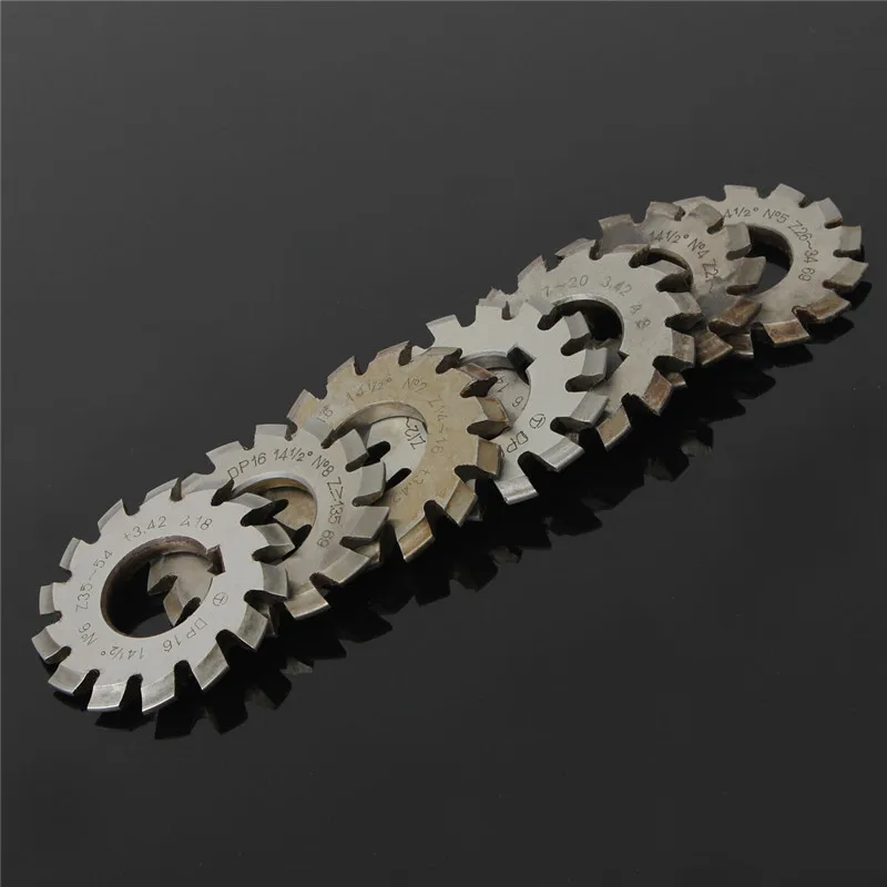 

Durable 8Pcs/lot HSS Involute Gear Milling Cutter Set PA14.5 Degree 22mm Bore #1-8 Assortment Kit Set for Milling Machine Tools