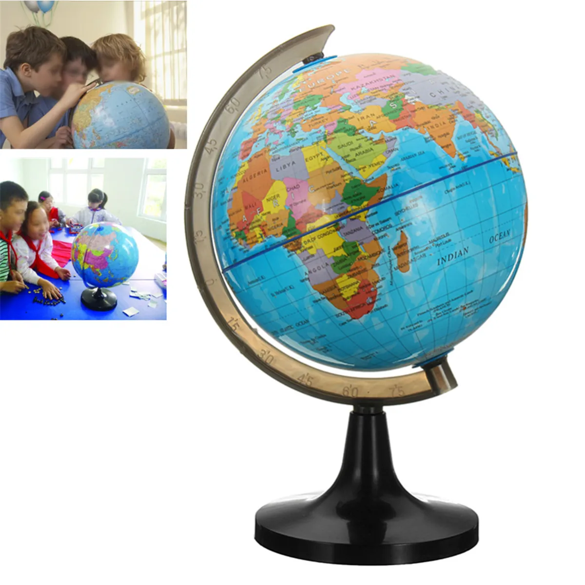 

14 cm Globe World Earth Tellurion Globe World Map With Stand Geography Educational Toy Home Office Ornament Kids Gift
