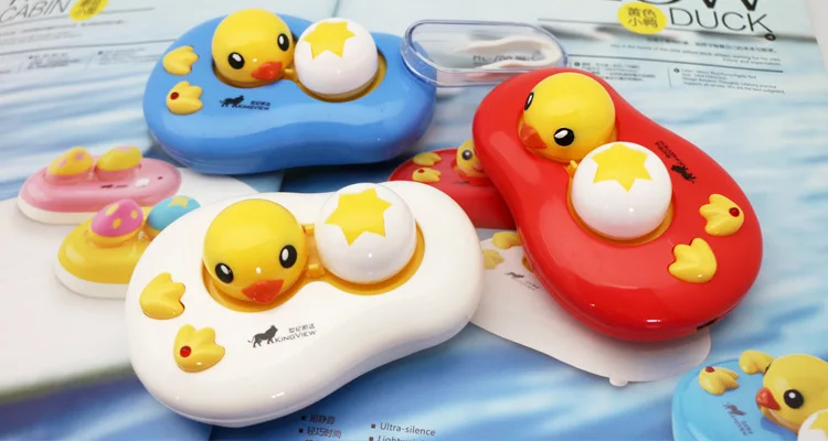 

LIUSVENTINA Yellow Duck Portable Cute Electric Automatic Contact Lens Case Washer Box Cleaner for Color Lenses Gift for Girls