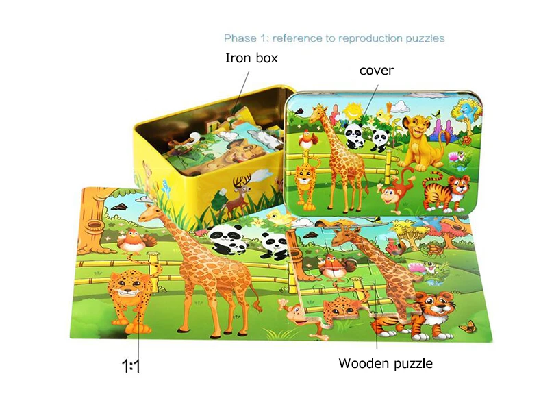 60 шт. деревянные головоломки мультфильм дети раннего образования развивающие игрушки