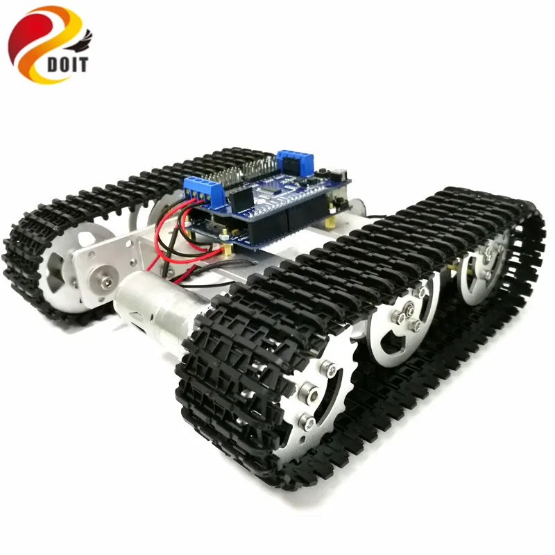 

Mini T100 Crawler Metal Tank Robot Chassis with Arduino Wireless WiFi Controller Kit for Modification RC Toy by APP Phone