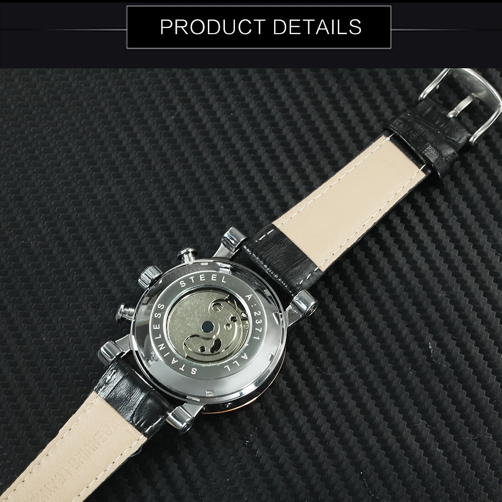 FORSINING, роскошные деловые механические часы с турбийоном, кожаный ремешок, автоматический золотой чехол со скелетом, подциферблат, reloj hombre+ коробка