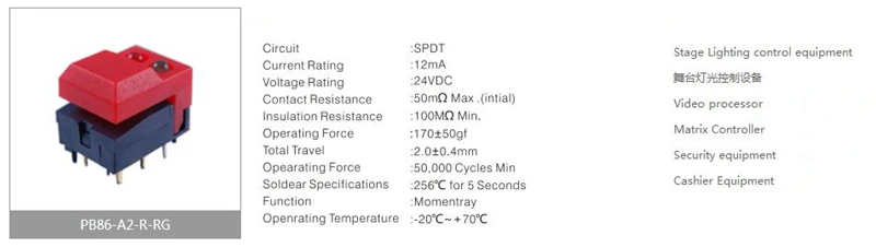 led vermelho verde pinos momentâneo suporte pcb spdt botão de pressão tático quadrado interruptor