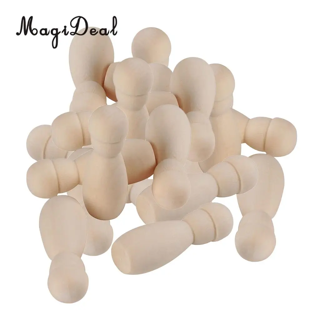 20pcs natural wood peg doll little people baby bee child wooden peg dolls set diy wedding cake toppers kids craft toys 15x42mm