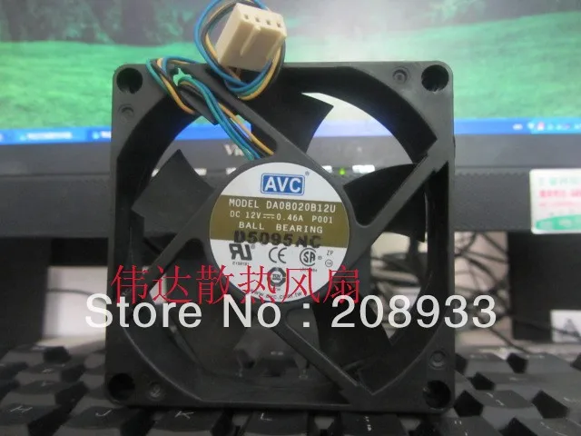 

For AVC DA08020B12U 12V 0.46A 8020 4-line CPU chassis cooling fan on the ball