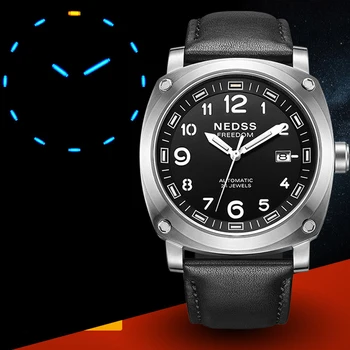 

Top brand NEDSS Swiss H3 tritium watch Citizen automatic movement wristwatch Italy genuine leather watches mechanical watches