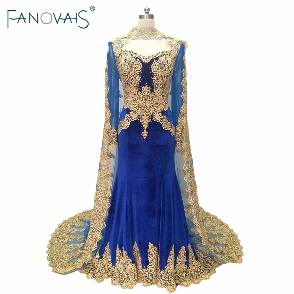 royal blue velvet evening gown