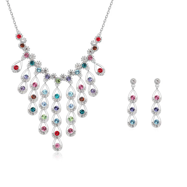 luxury bridal jewelry set austrian crystal beautiful necklace and