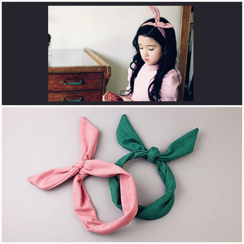 

2018 New Suede Elastic Newborn Girls Solid Color Headband Knot Hair Band Children Rabbit Ear Headband bandeau bebe