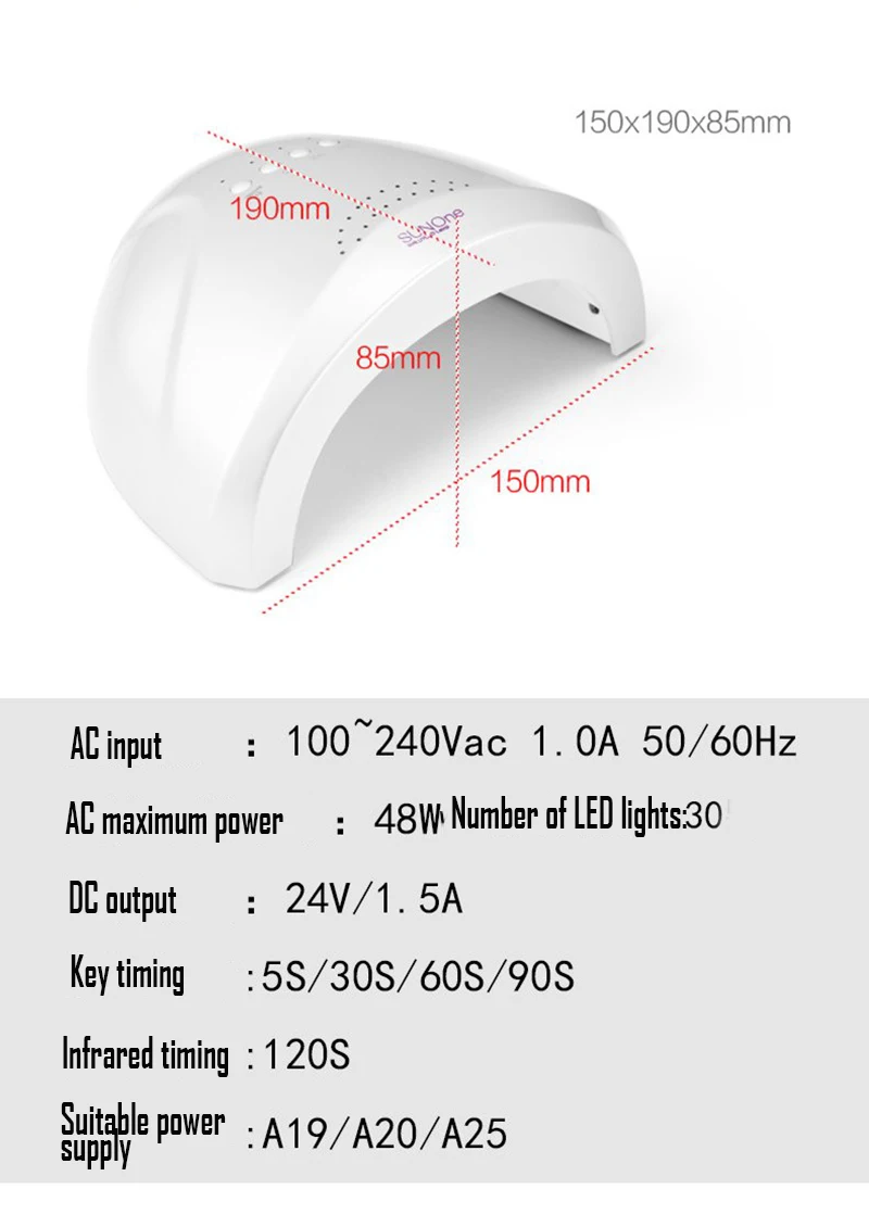SUNUV 48W SUNONE Professional LED UV Nail Lamp Nail Light Nail Dryer Manicure Gel Varnish Drying For Nail Gel Polish Curing-5