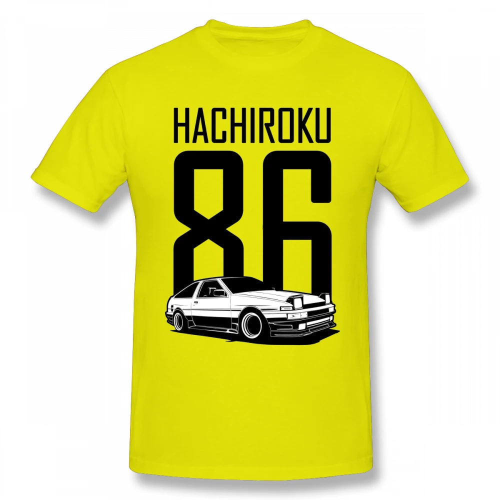 Toyota AE86 Hachiroku Car Homme Футболка мужская Уникальный дизайн Начальная D Fujiwara тофу футболка - Цвет: Цвет: желтый