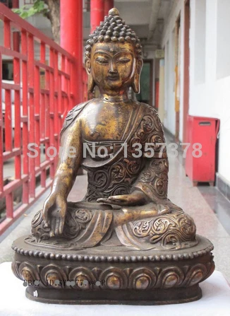 

shitou 00895 15"Tibet Buddhism Bronze sculpture whole body Linden Leaves Sakyamuni Tathagata discount 30% (C0324)