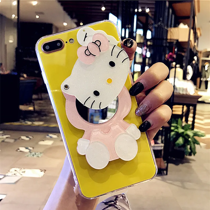 Для iPhone 6 Чехол для iPhone 7 8 Plus милый мультяшный hello kitty зеркальный чехол для телефона для iPhone XS X чехол для iPhone 5 S SE твердая задняя крышка