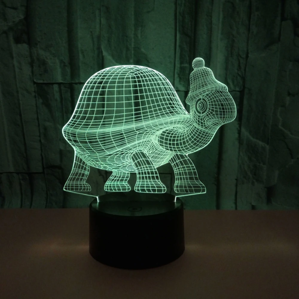  tortoise Model Illusion 3d Lamp LED 7 Color Changing Animal 3d Visual Led Night Lights For Kids Toy