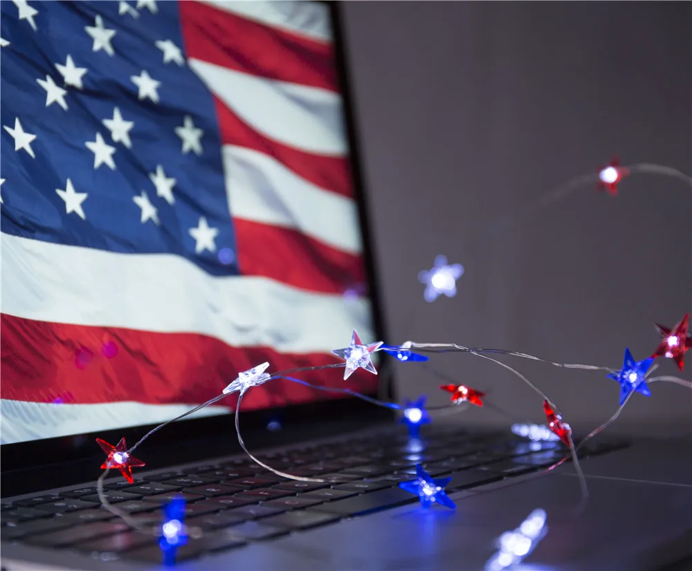 

30 LED Red Blue White Star String fairy lights with AA battery operated garlands for Christmas Party wedding Holiday Decoration