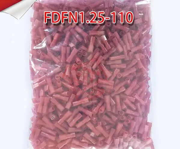 

1000pcs FDFN1.25-110 Cold-pressed nylon female insulation terminal block flame-retardant high temperature 2.8 spring terminal