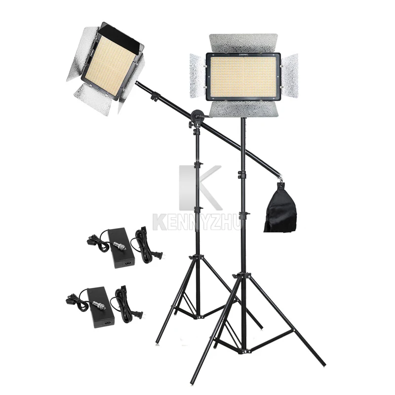 

2x Yongnuo YN1200 CRI95 1200 Led Video Fill Light Lighting Bi-color 3200-5500K + 2m Light Stand & Boom Arm + Power Adapter