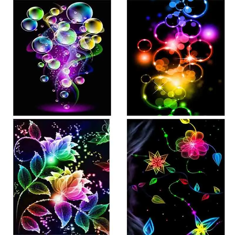 

Full Square Diamond Painting Coloured flower bubbles Cross Stitch 5D DIY Diamond Mosaic Picture Of Rhinestone home Decor gift