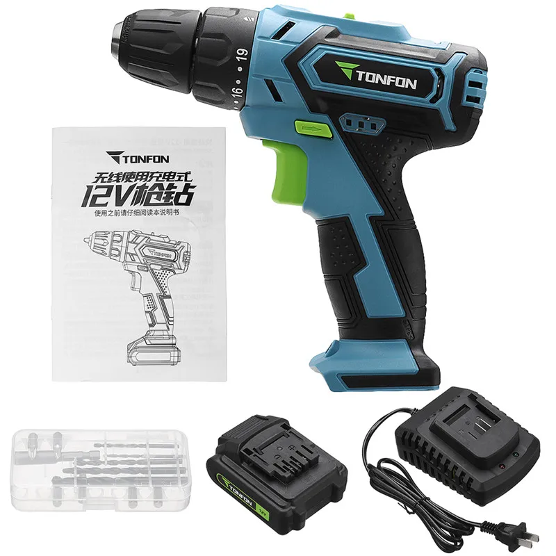 

Tonfon 12V 3 in 1 Rechargable Impact Drill Cordless Electric Screwdriver Drill with Bits For Furniture Installation