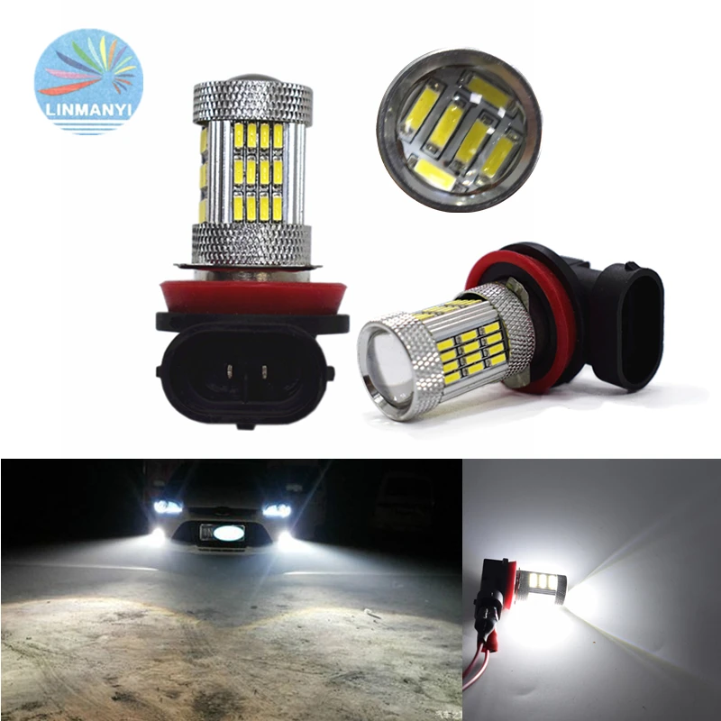 2 шт. Автомобильные светодиодные лампы высокой мощности H8/H11 54 4014 SMD 6000 К 12000 лм 12