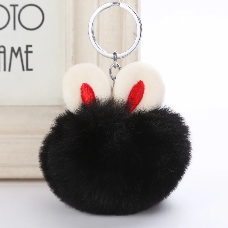 Брелок для ключей Lazy Rabbit Hair с шариками волос в виде кошачьих ушек длинным ворсом