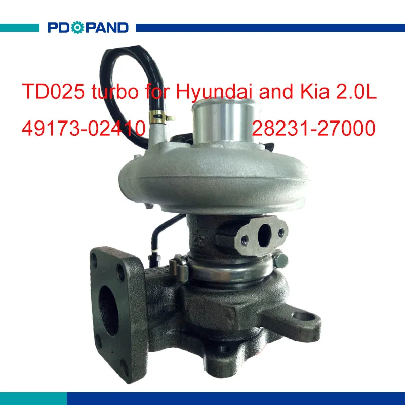 Авто турбо TD025 комплект с турбокомпрессором нагнетатель частей для hyundai и Kia 2.0L D4EA 1991cc 49173-02410 28231-27000